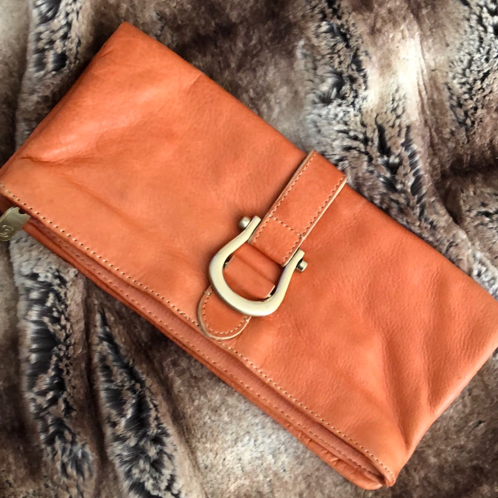 VTG Genuine leather orange Liz Claiborne clutch
